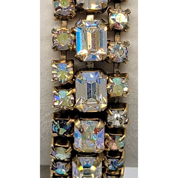 Kramer NY Aurora Borealis Baguette Rhinestone Bracelet Gold Tone Metal Sparkly! - Picture 5 of 12